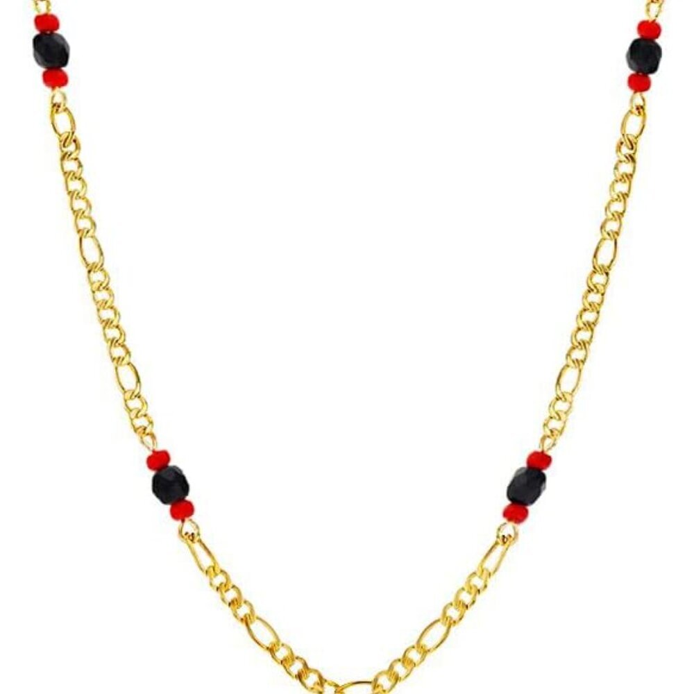 Gold Plated Black Figa Hand Evil Eye Necklace 21in Protection Jewelry For Women
